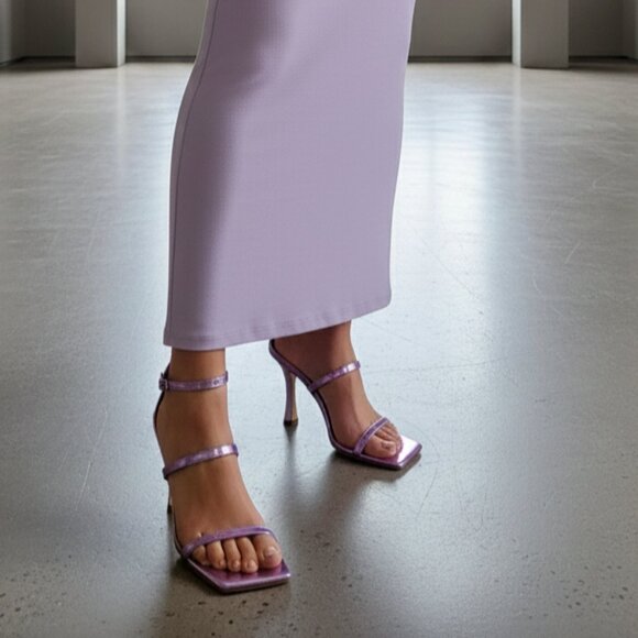 NEW Marc Fisher Dalida Purple Square Toe Sandal Heel Stiletto Size 7 - Picture 1 of 11